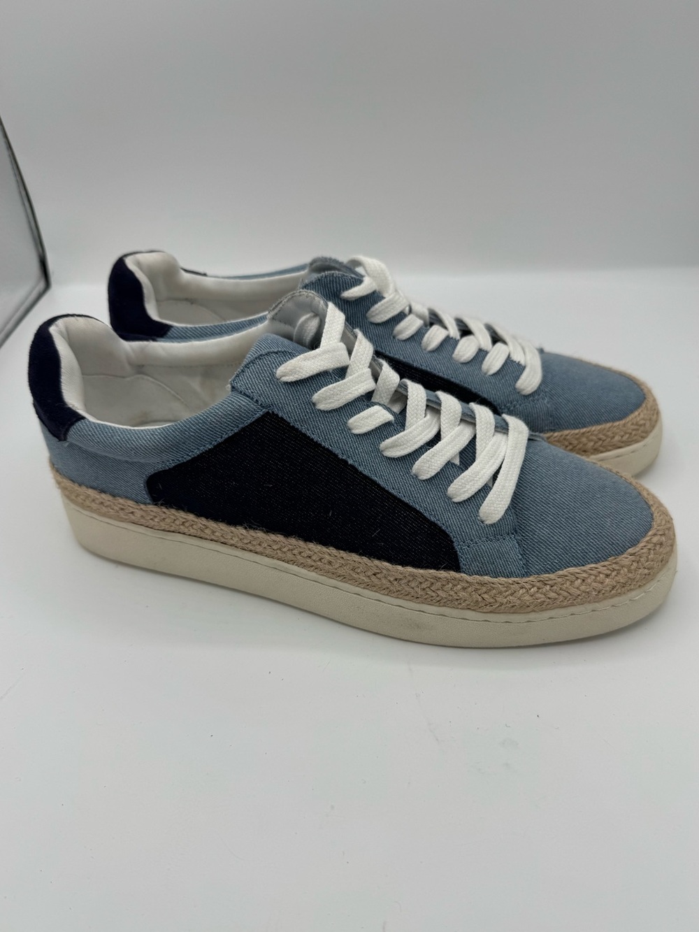 Nordstrom Rack Veruca Sneakers Women 8.5 Blue Good Denim Jute Espadrille Low Top
